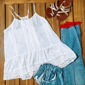 Merona White Lace Tank Large Racerback cami straps